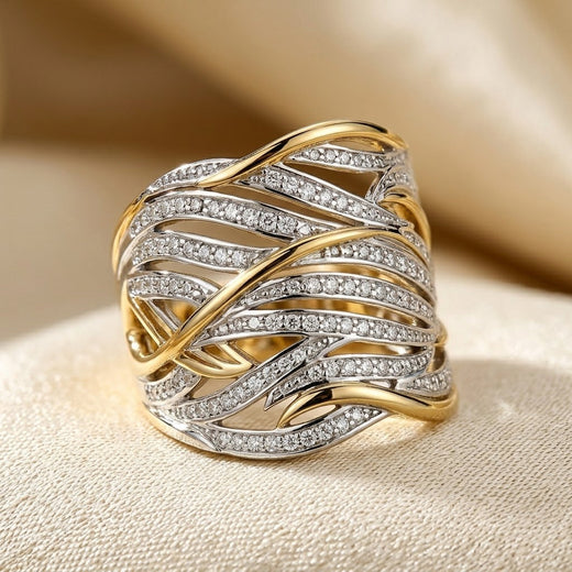 Silver and Gold Woven Band Ring