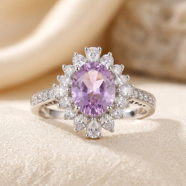 Silver Amethyst Crown Ring