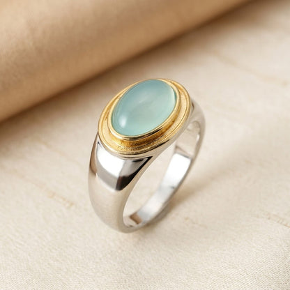 Silver and Gold Bezel Cabochon Ring